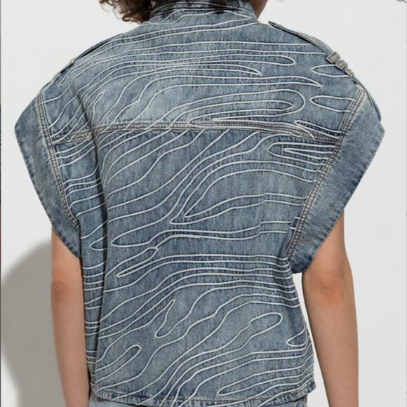 IRO Blue Embroidered Sleeveless Denim Valentina Size Small NWT - Picture 8 of 8